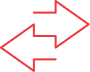 Symbole de deux flèches rouges bidirectionnelles en zigzag, indiquant un échange, un transfert ou une actualisation continue.